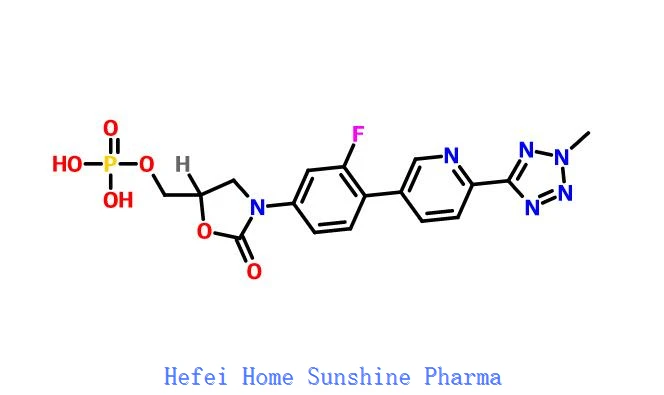 (R) -3- (4- (2- (2-metiltetrazol-5-il) piridin-5-il) -3-fluorofenil) -5-idrossimetilossazolidin-2-uno Diidrogenofosfato CAS 856867-55-5